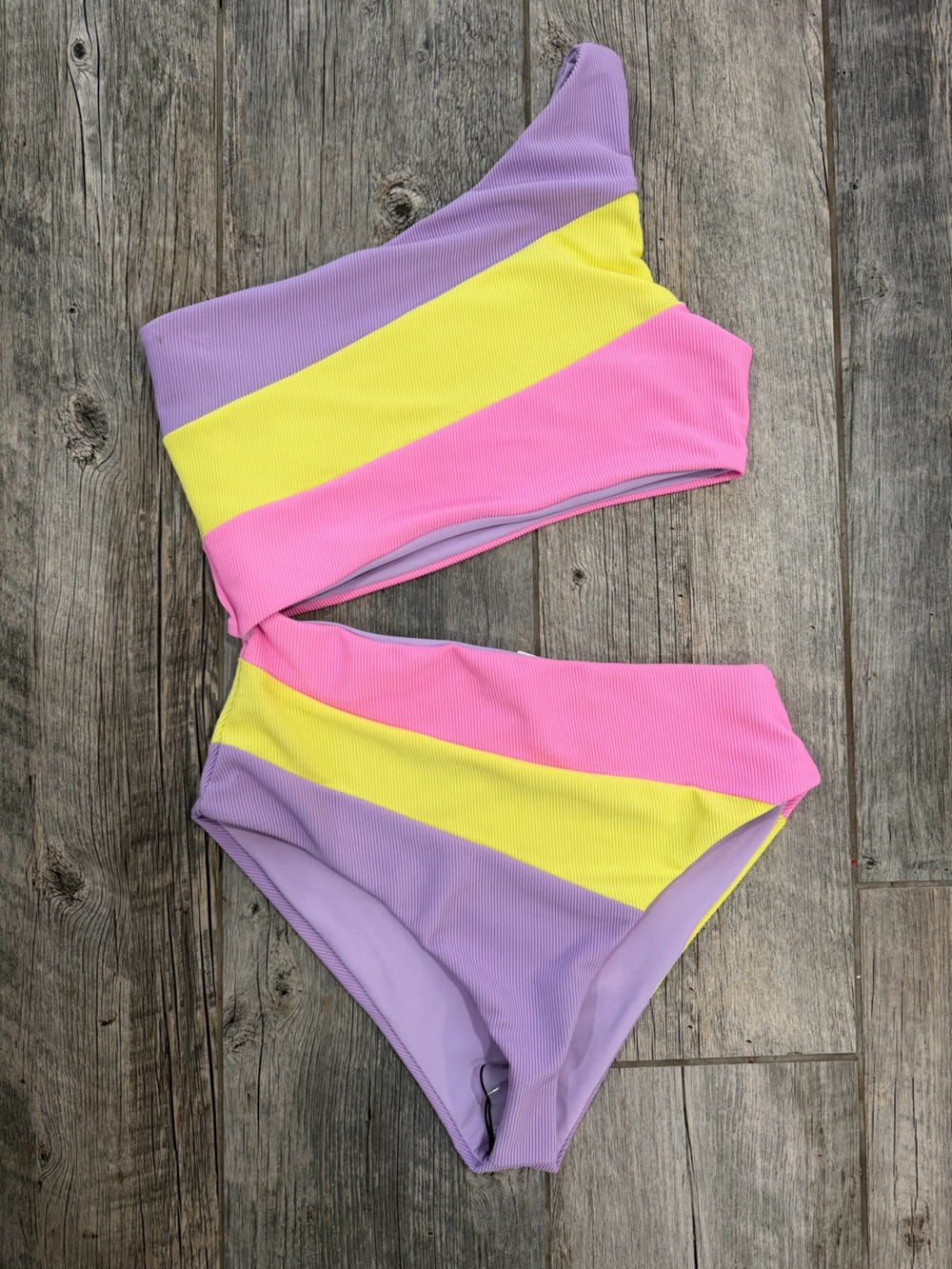 NWT Beach Riot Joyce Colorblock One Shoulder One Piece Swimsuit